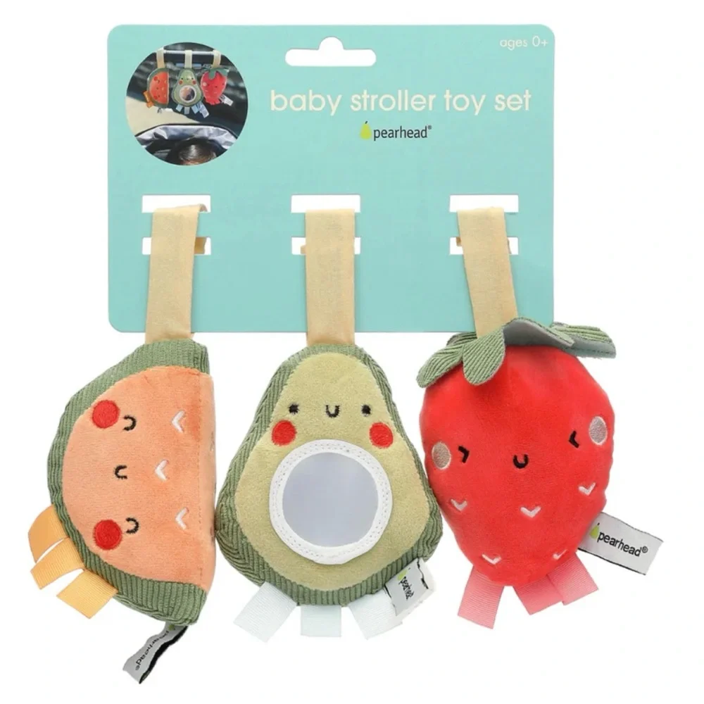 Pearhead Fruit-Themed Plush Toys - Green, Red, Orange